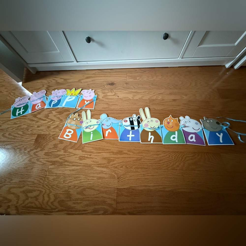Peppa Pig Happy Birthday Banner - Pink, Blue, Green